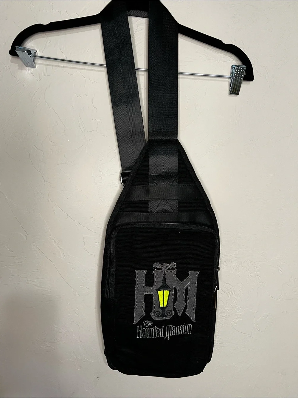 Disney Parks Haunted Mansion Green Glowing Lantern Sling Crossbody Bag Backpack